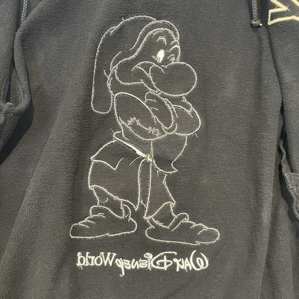 Vintage Walt Disney‎ World Grumpy Full Zip Sweatshirt Size L Black Embroidery - Picture 5 of 16